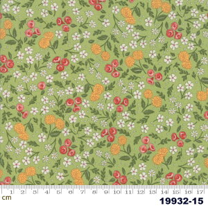 【Moda モダ】Cultivate Kindness-19932-15(2D-01) ベージュ系 ブルー系 レッド系 グリーン系 赤 緑 花柄 コットン100% シーチング【10cm単位販売】