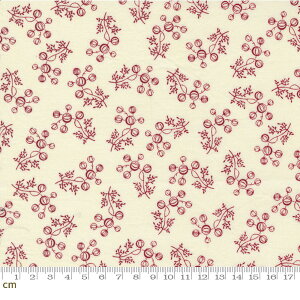 【Moda モダ】Garden Gatherings Shirtings-49170-11(2E-07) 小花柄 植物柄 ホワイト レッド 赤 シーチング【10cm単位販売】