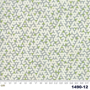 【Moda モダ】Geometry-1490-12(2E-02) グリーン系 ホワイト系 記号柄 三角 幾何学模様 コットン100% シーチング 【10cm単位販売】