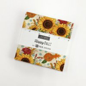 【Moda モダ】Happy Fall-パネル(1P 60cm)-19950PP(42枚) 約12.7cm×12.7cm 向日葵 ひまわり ホワイト系 レッド系 ブルー系 イエロー系 グリーン系 ベージュ系 シーチング プレカット コットン100% シーチン