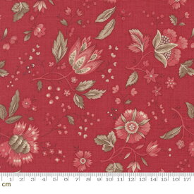 【French General】Joie De Vivre-13982-13(3A-03) 花柄 植物柄 エレガント レッド クラシック シーチング 110cm幅 パッチワーク ハンドメイド【10cm単位販売】