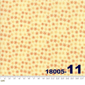 【Moda モダ】Last Bloom(ラスト ブルーム)-18005-11(2D-03) 花柄 フラワー ドット柄 幾何学模様 記号柄 オレンジ系 イエロー系 コットン100% シーチング【10cm単位販売】