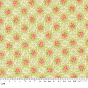 【Moda-k モダ】Memory Lane-18782-17(3A-04) 花柄 ピンク 小花柄 ホワイト グリーン ライトグリーン パッチワーク シーチング 110cm幅