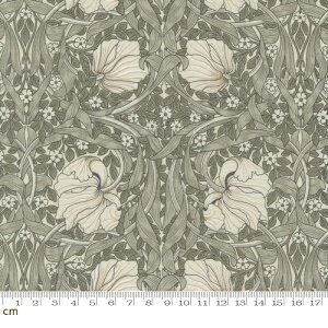 【morris モリス】Ebony Suite-8381-12(3B-05) グレー ベージュ グレージュ 花柄 ピンパネル ルリハコベ ウィリアムモリス クラシック コットン100% シーチング 110cm幅【10cm単位販売】