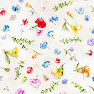 【nora. ノラ】22FA-FR1029(1F-06)(1F-11) ホワイト系 マルチカラー 花柄 総柄 コットン100% シーチング 110cm幅【10cm単位販売】