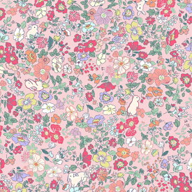 【nora. ノラ】23SP-FR1230(1F-03) 小花柄 うさぎ柄 ファンシー かわいい コットン100% シーチング 110cm幅【10cm単位販売】