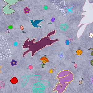 【nora. ノラ】23SP-ST1278(1F-03) 動物柄 犬 猫 不思議な生き物 ファンシー かわいい イラスト調 手描き風 コットン100% シーチング 110cm幅【10cm単位販売】