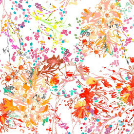 【nora. ノラ】23SU-FR1212-BR-A(1F-03) 花柄 ホワイト カラフル アクリル画風 ダイナミック コットン100% ブロード【10cm単位販売】