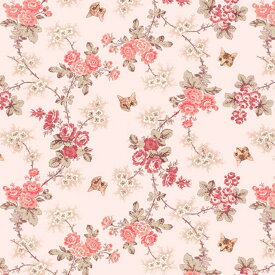 【nora. ノラ】23SU-FR1216-A(1F-03) 花柄 猫柄 ピンク クラシック コットン100% シーチング【10cm単位販売】