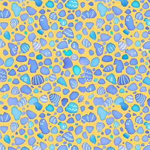 【nora. ノラ】23SU-ST1276-G-A(ダブルガーゼ)(1F-03) 魚柄 海 ブルー イエロー ファンシー 水彩風 キッズ ベビー コットン100%【10cm単位販売】