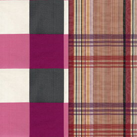 【nora. ノラ】21SU-CL1031(3D) 2柄入り チェック ストライプ レッド ピンク コットン100% シーチング 110cm幅【10cm単位販売】