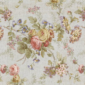 【nora. ノラ】21FA-CL1004(3D) 大花柄 大柄 グレー クラシック コットン100% シーチング 110cm幅【10cm単位販売】