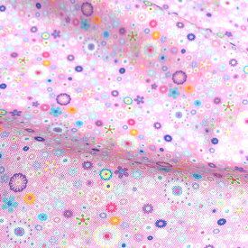 【nora. ノラ】21FA-ST1022(3D) 小花柄 幾何花柄 ピンク パープル ファンシー かわいい コットン100% シーチング 110cm幅【10cm単位販売】