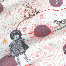 【nora. ノラ】21FA-ST1024(3D) 宇宙柄 惑星柄 女の子 アンティーク柄 コットン100% シーチング 110cm幅【10cm単位販売】 宇宙柄生地 綿100生地 アンティーク柄生地 布地 切り売り シーチング生地 柄 大人っぽい 布 生地 ブランド生地 柄生地