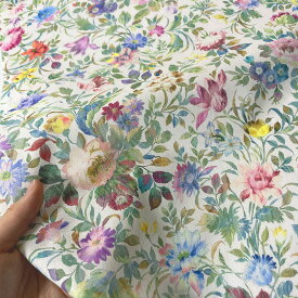 【nora. ノラ】22SP-FR1060(3D) 花柄 草花柄 植物柄 ボタニカル柄 水彩風 おしゃれ コットン100% シーチング 110cm幅【10cm単位販売】