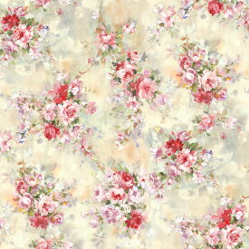 【nora. ノラ】22SP-FR1092-A(3D) 花柄 ブーケ柄 ベージュ コットン100% シーチング 110cm幅【10cm単位販売】