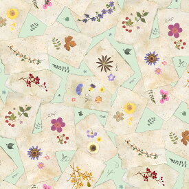 【nora. ノラ】22SP-ST1127(3D) 花柄 押し花風 ベージュ コットン100% シーチング 110cm幅【10cm単位販売】