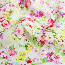 【nora. ノラ】22WI-FR1016(3D) 花柄 水彩風 ボタニカル かわいい コットン100% シーチング 110cm幅【10cm単位販売】