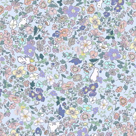 【nora. ノラ】23SP-FR1230(1F-03) 小花柄 うさぎ柄 ファンシー かわいい コットン100% シーチング 110cm幅【10cm単位販売】