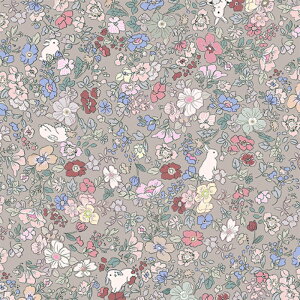 【nora. ノラ】23SP-FR1230(1F-03) 小花柄 うさぎ柄 ファンシー かわいい コットン100% シーチング 110cm幅【10cm単位販売】