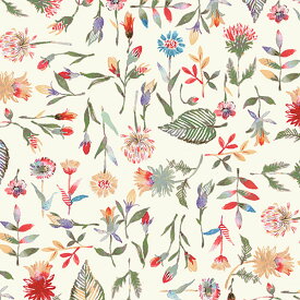 【nora. ノラ】23FA-FR1214-A(23FA)(1F-08) 花柄 ボタニカル柄 ベージュ系 レッド系 コットン100%【10cm単位販売】