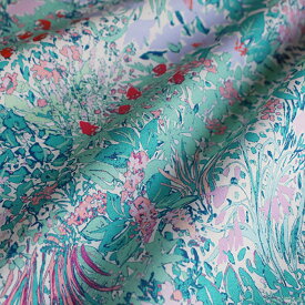 【nora. ノラ】23FA-FR1270(3D) 花柄 ターコイズ ブルー オレンジ ブラウン ポップ コットン100% シーチング 110cm幅【10cm単位販売】