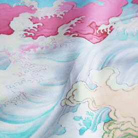 【nora. ノラ】23FA-KM1041(3D) 和柄 海柄 波 浮世絵風 ブルー系 ピンク系 コットン100%【10cm単位販売】