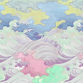 【nora. ノラ】23FA-KM1041-B(3D) 和柄 海柄 モダン ブルー ピンク コットン100%【10cm単位販売】