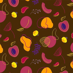 【nora. ノラ】23WI-DC1039-BR-D(ブロード)(1F-09) フルーツ柄 杏子 果物 フラワー モチーフ 総柄 おしゃれ かわいい ブラウン系 デザイン コットン 100%【10cm単位販売】