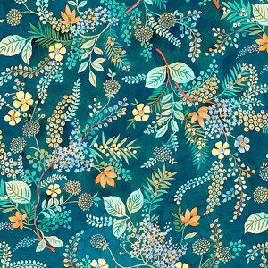 【nora. ノラ】24SU-FR1228-BR-B(ブロード)(3E-03) グリーン 花柄 ボタニカル 南国 アロハシャツ 水彩風 デジタル コットン100% 【10cm単位販売】