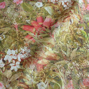 【nora. ノラ】24SU-FR1304-A(3E-03) 花柄 ヴィンテージ フラワー アースカラー 絵画 コットン100% シーチング【10cm単位販売】