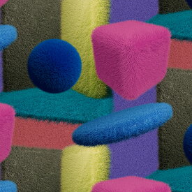 【nora. ノラ】24SU-ST1431-OX-A(オックス)(3D) カラフル アイテム柄 立体 バーチャル デジタル コットン100% 【10cm単位販売】