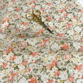 【nora. ノラ】25WI-FR1298(3D) 花 フラワー ボタニカル クラシック エレガント ヴィンテージ コットン100% シーチング 110cm幅【10cm単位販売】