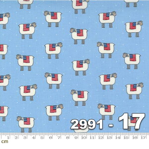 【Moda モダ】Prairie Days-2991-17(2E-04) レッド ホワイト ブルー 水色 ドット柄 動物柄 ひつじ ヒツジ コットン100% シーチング【10cm単位販売】