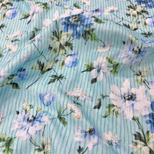 【AOHIGE アオヒゲ】Mood of Grace 24A-SQ-147(3C-03) アネモネ柄 大花柄 ストライプ エレガント 上品 おしゃれ 総柄 大柄 コットン100% シーチング 110cm幅【10cm単位販売】