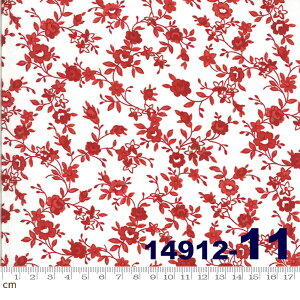 【Moda モダ】Roselyn-14912-11(2E-02) ホワイト系 レッド系 白 赤 小花柄 コットン100% シーチング【10cm単位販売】