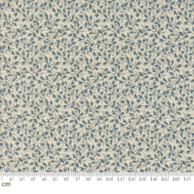 【Moda モダ】Sacre Bleu-13976-12(3A-06) アイボリー ブルー 植物柄 リーフ柄 葉っぱ アンティーク風 フレンチジェネラル コットン100％ シーチング 110cm幅【10cm単位販売】