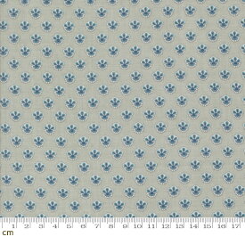 【Moda モダ】Sacre Bleu-13977-14(3A-06) ブルー 幾何花柄 エンブレム柄 アンティーク風 フレンチジェネラル コットン100％ シーチング 110cm幅【10cm単位販売】