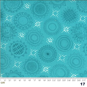 【Moda モダ】Solana-48682-17(2D-01) ブルー系 グリーン系 花柄 ひまわり コットン100% シーチング 110cm幅【10cm単位販売】
