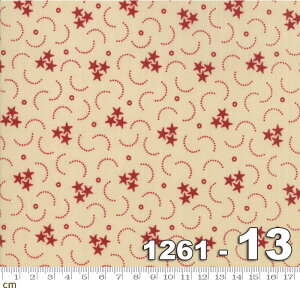 【Moda モダ】Star and Stripe Gatherings-1261-13(2D-05) 星柄 スター記号柄 夜空 レッド系 アイボリー系 コットン100% シーチング【10cm単位販売】