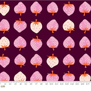 【Moda モダ】【Ruby Star】Strawberry-RS3084-19(3B-09) moda 小粒 いちご柄 レッド パープル ホワイト ストロベリー フルーツ柄 シーチング 110cm幅【10cm単位販売】