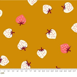 【Moda モダ】【Ruby Star】Strawberry-RS3085-15(3B-09) moda 小粒 いちご柄 マスタード ピンク ホワイト ストロベリー フルーツ柄 シーチング 110cm幅【10cm単位販売】