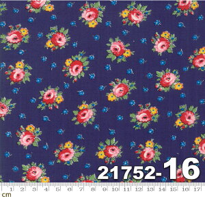 【Moda モダ】Sweet Harmony(スウィート ハーモニー)-21752-16(2D-02) 花柄 フラワー 薔薇 ボタニカル 植物 ネイビー系 コットン100% シーチング【10cm単位販売】