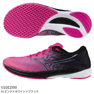 【ミズノ】ウエーブデュエル4 ウィメンズ/ランニングシューズ/マラソン/ジョギング/MIZUNO (U1GE2550) 01 ピンク×ホワイト×ブラック