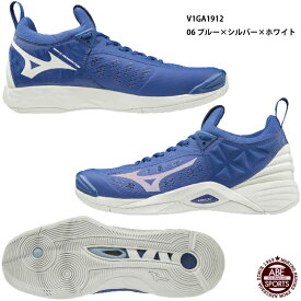 【ミズノ】ウエーブモーメンタム バレーボールシューズ/バレーシューズ/mizuno (V1GA1912) 06 ブルー×シルバー×ホワイト