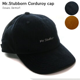 コーデュロイ キャップ Mr.Stubborn 色：ネイビー 紺 / マスタード 黄色 男女兼用 CAP サイズ調整有 綿 帽子 日本製