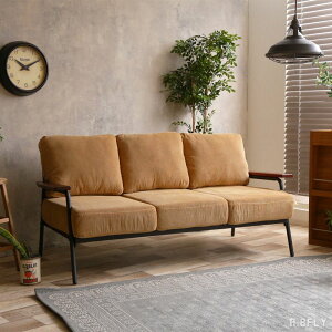 3人掛けソファ 3Pソファー sofa 三人掛け コーデュロイソファ ファブリック デザイン ブラックスチール アイアンフレーム 天然木 肘置き 木肘 おしゃれ シンプル 北欧 モダン 男前インテリア