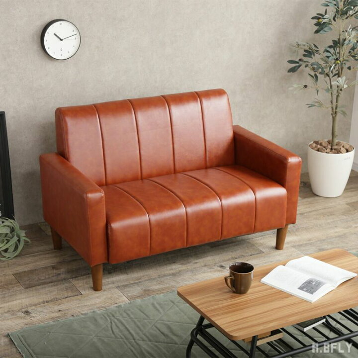 楽天市場】2人掛けソファ ソファー sofa PVCレザーソファ 天然木脚 