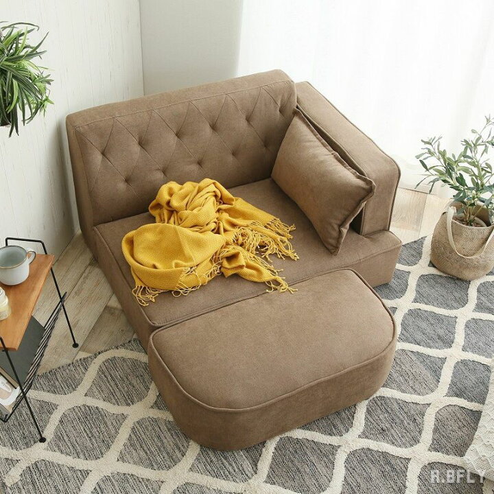 楽天市場】2人掛けソファ オットマン付き ソファー sofa 天然木脚 
