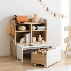 【幅80cm】デスク付き ランドセルラック マルチ収納 学校用品収納 絵本棚 絵本ラック ブックラック キッズ家具 子供部屋 ワゴン おもちゃ収納 ディスプレイ ラック シェルフ ナチュラル ホワ